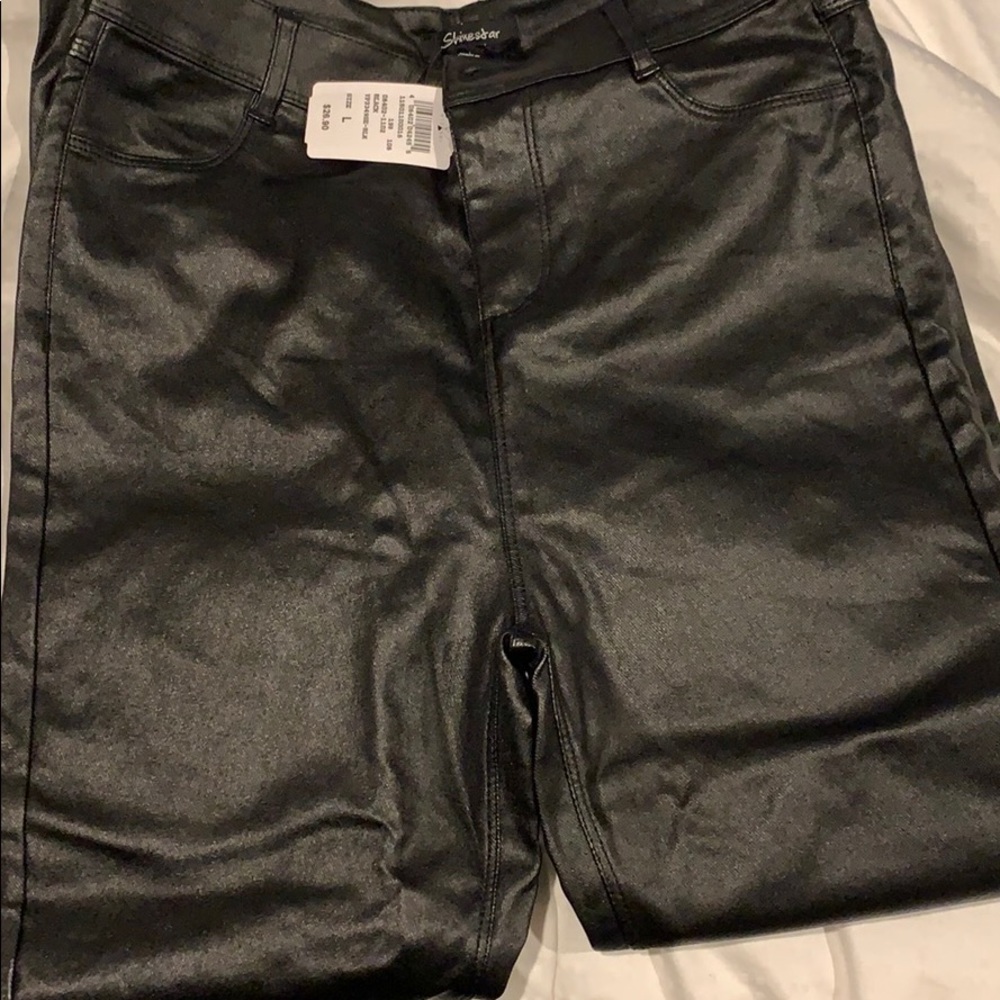 Black patent leather pants